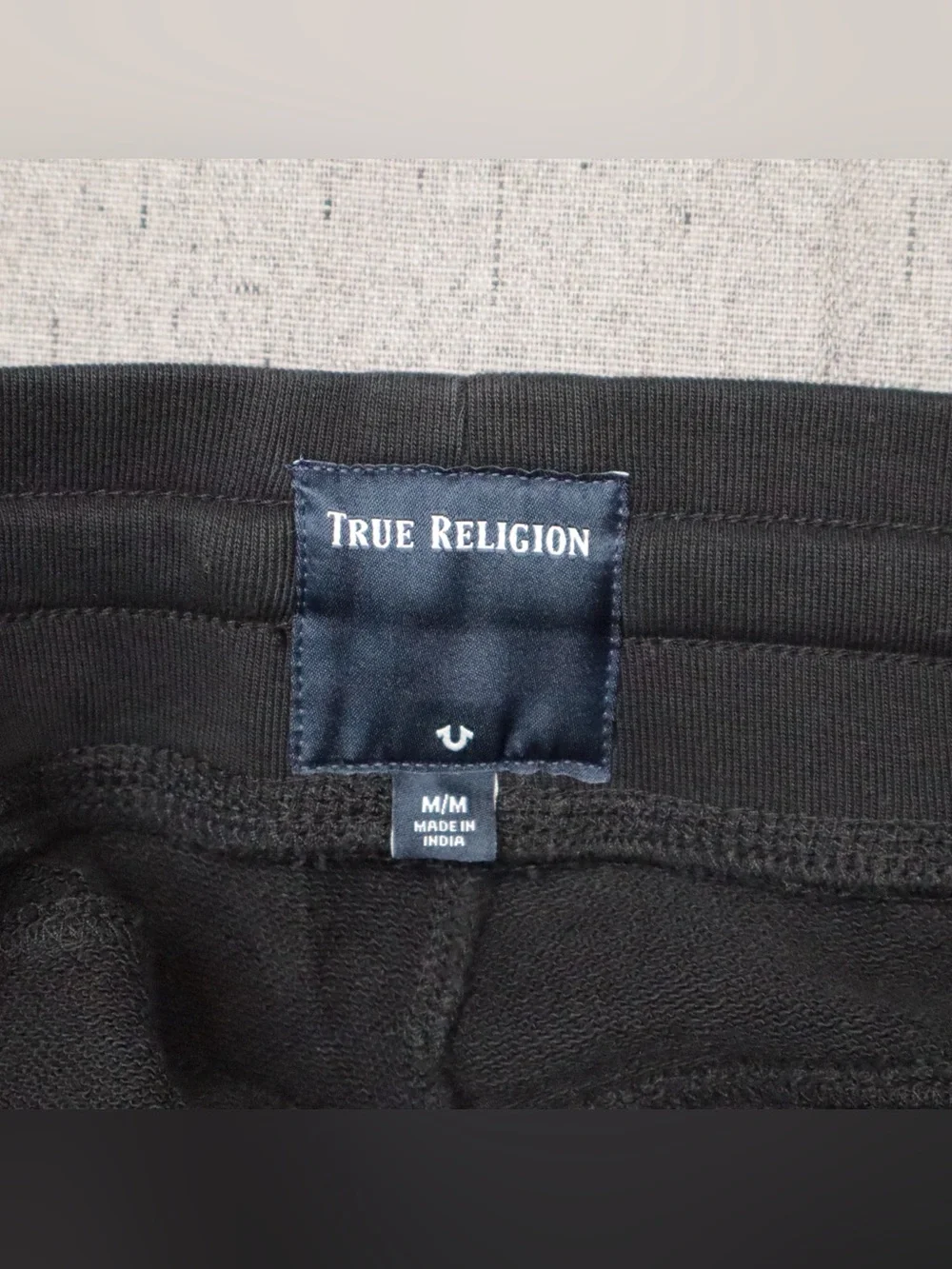True Religion Unisex Black Joggers Gold Metallic Horseshoe Logo Size M
